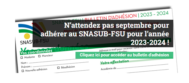 Se syndiquer SNASUB-FSU en 2024 !